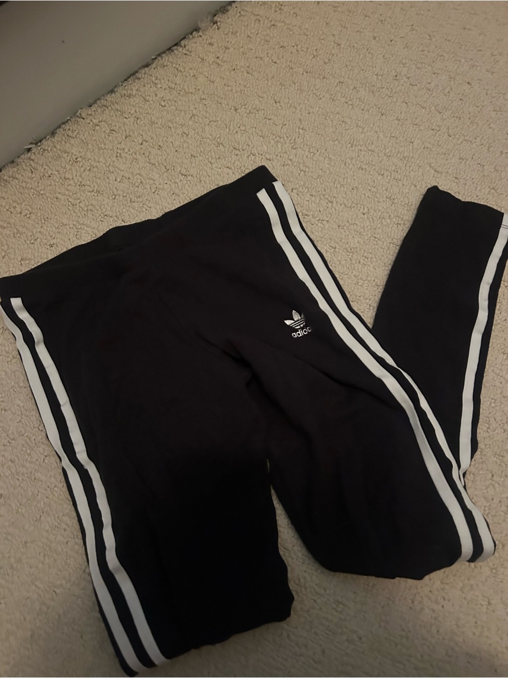 adidas Black Joggers with White Side Stripes - Kids